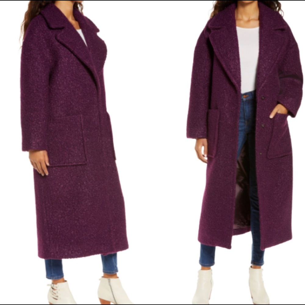 UGG Hattie Long Faux Fur Coat, color: eggplant, size: xs